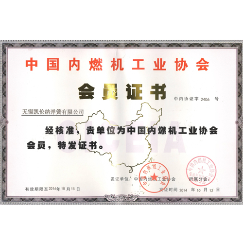 蘇州中國(guó)內(nèi)燃機(jī)工業(yè)協(xié)會(huì)會(huì)員證書