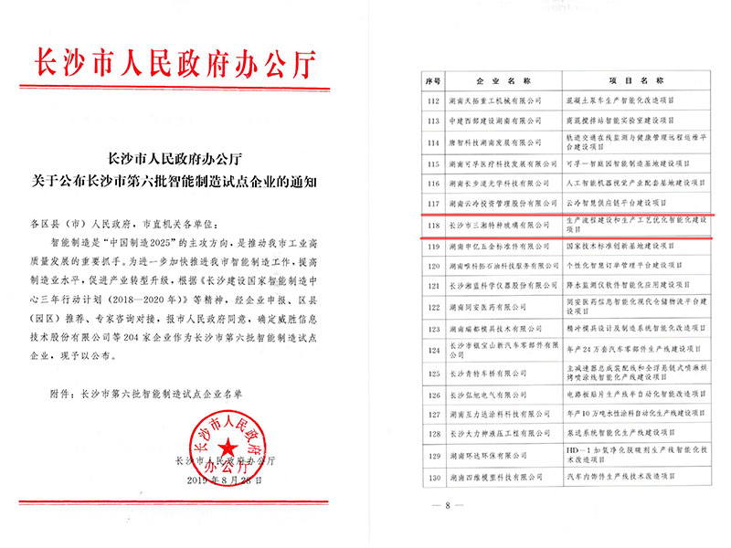 第六批智能制造試點企業公示